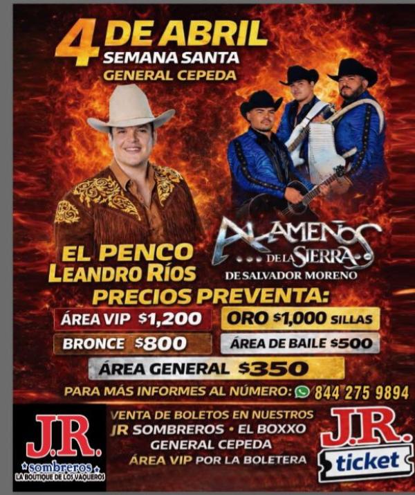 LEANDRO RIOS Y ALAMEÑOZ DE LA SIERRA COAH 2026 - Jrticket
